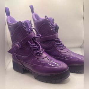 Size 8 / Purple Women's Lacquered Combat Boots